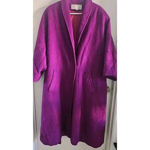 VTG Searle Neiman Marcus Women Fuschia 100% Mohair Overcoat Made In England 12